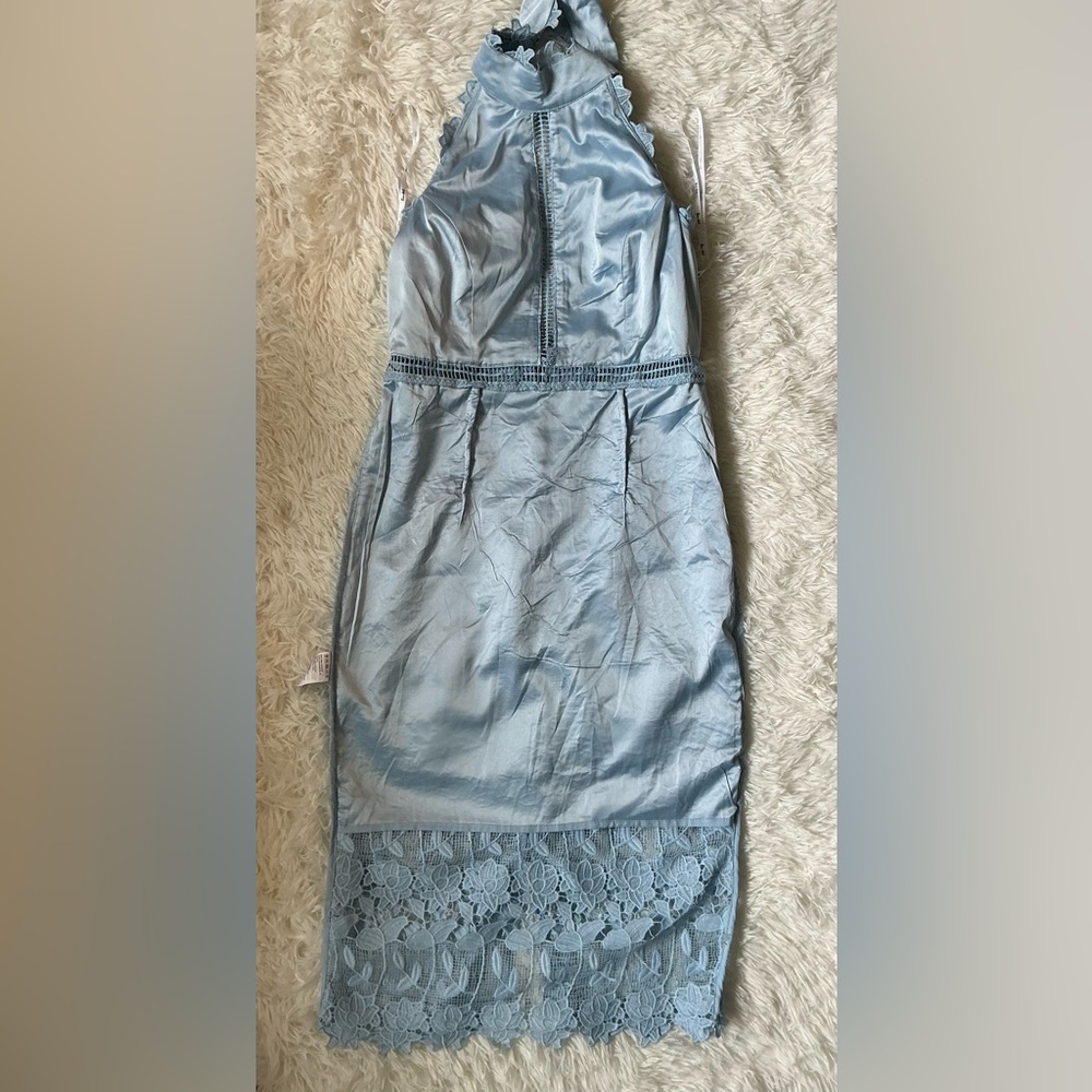 Bardot Pastel Blue Lace Halter Neck Midi Dress | US 6 / Small | NWT - Picture 5 of 10